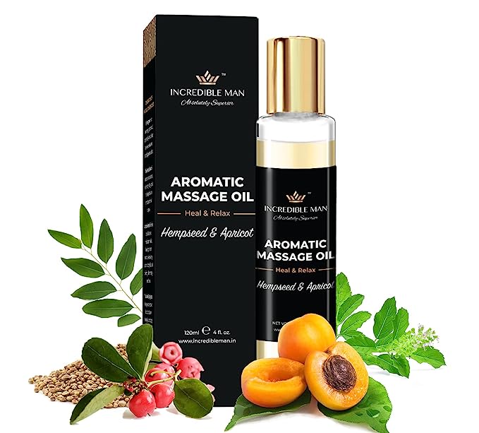 Body Massage Oil with Hemp Seeds & Apricot Oil for Pain & Stress Relief