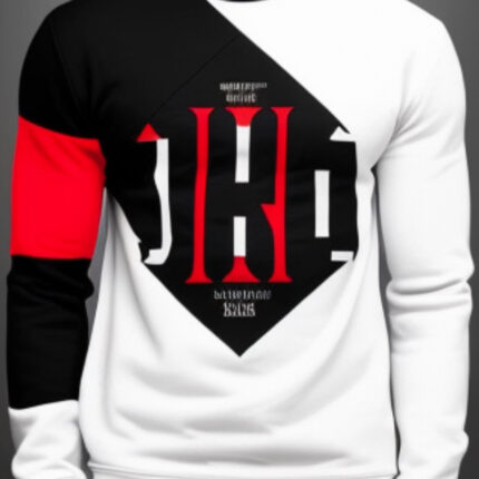 Graphic logo print sweatshirt in white, black and red