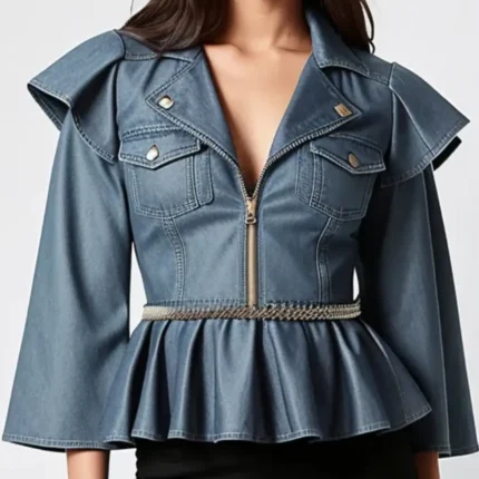 Solid Cropped Denim Jackey