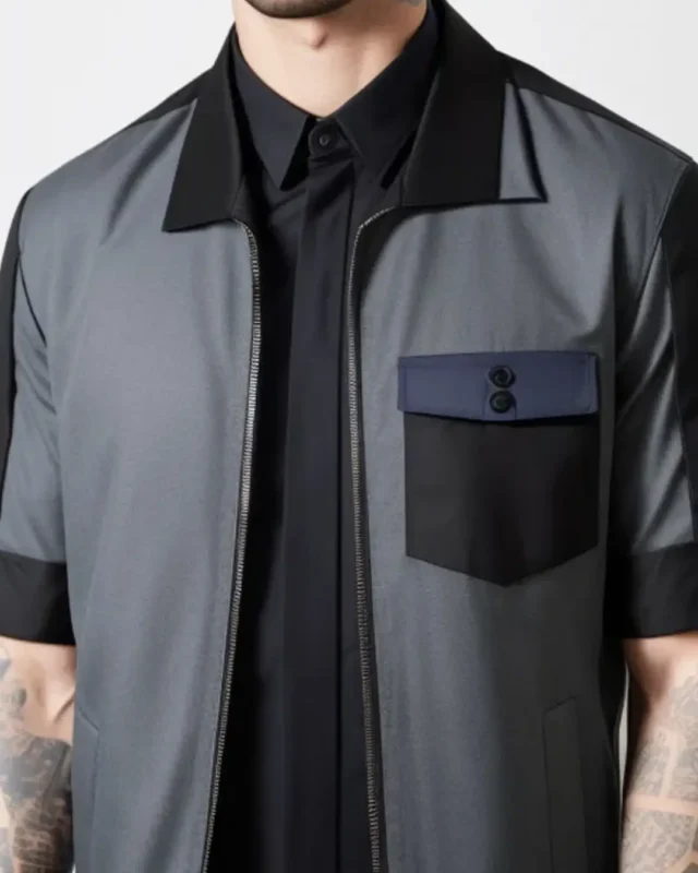 Spread Collar Techwear Shirt