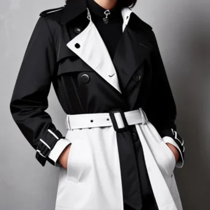 Trench coat in black and white