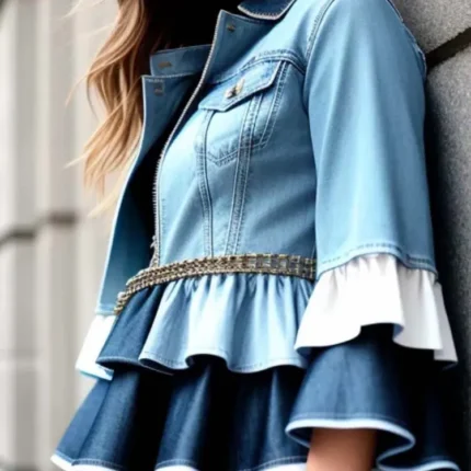 Double layer peplum denim jacket