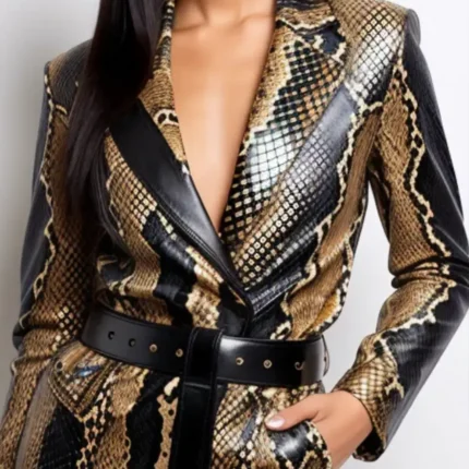 Snake skin brown leather jacket