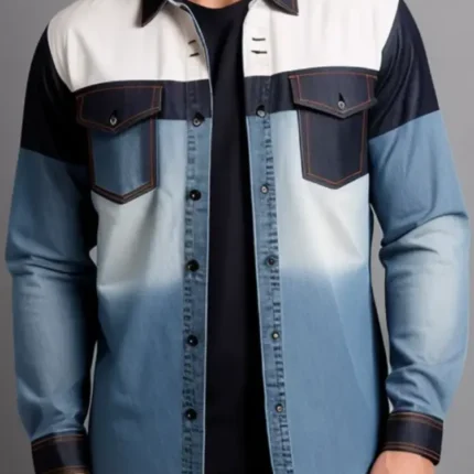 Panelled denim shirt