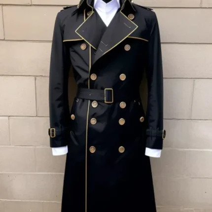 Trench coat with contrast buttons and trim