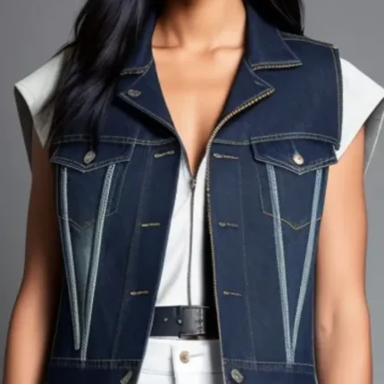 Sleeveless contrast denim jacket