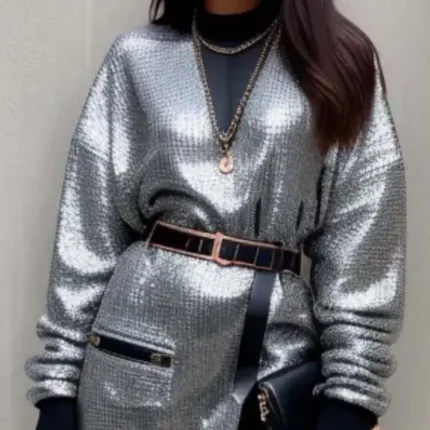 Metallic sweatshirt top