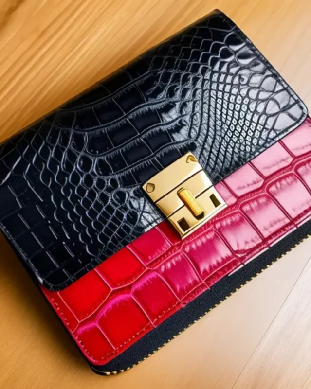 Two tone croc wallet