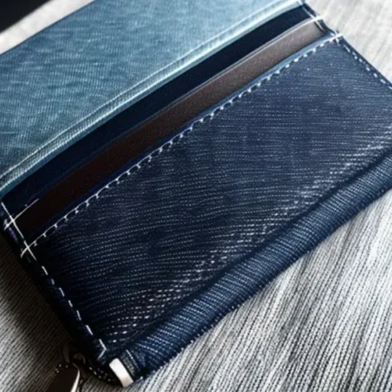 Contrast denim wallet