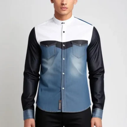 Colour block denim shirt