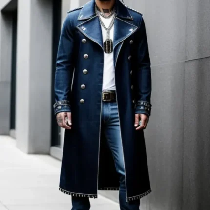 Large collar denim coat